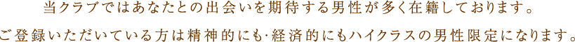 ご登録いただいている方はハイクラスの男性限定